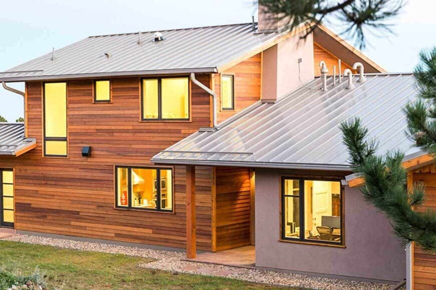 An angled view shows the gable roofs crowning the house.