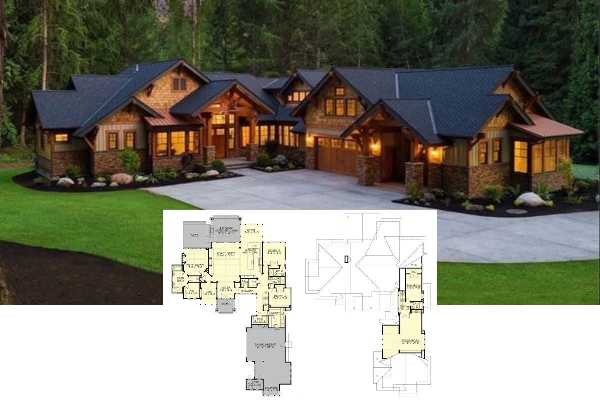 Wow! Step Inside the “Black Nugget Lodge” – A 4-Bedroom Mountain Craftsman Style Home Design (Floor Plan)
