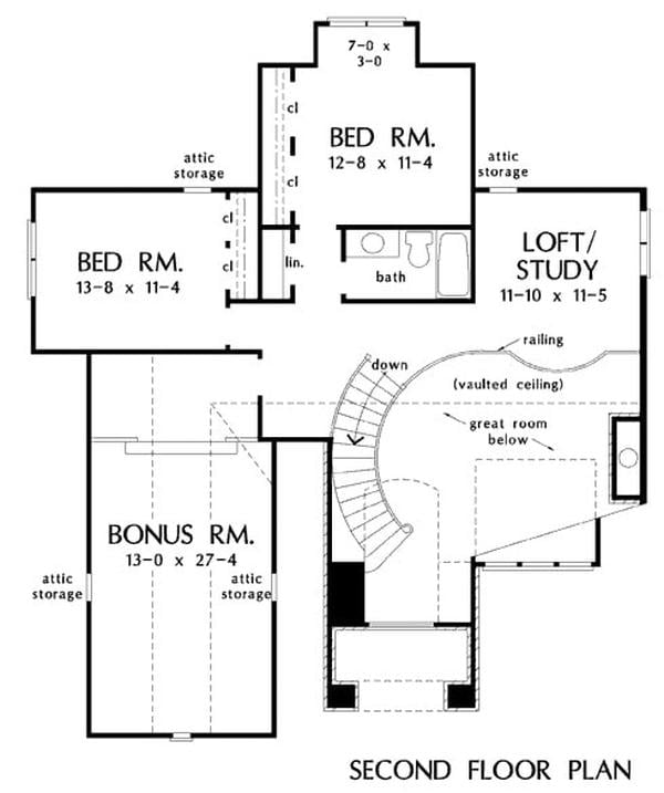 Second level floor plan