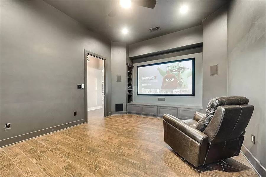 Modern Media Room with Prime Viewing Spot