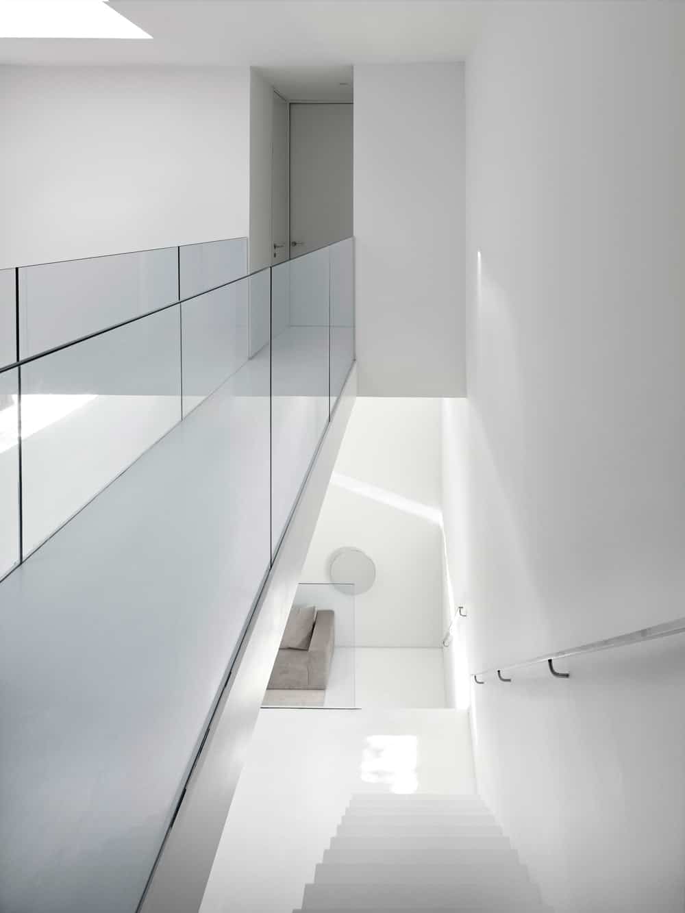 This is the top level landing with a narrow bridge bordered by the glass railings.