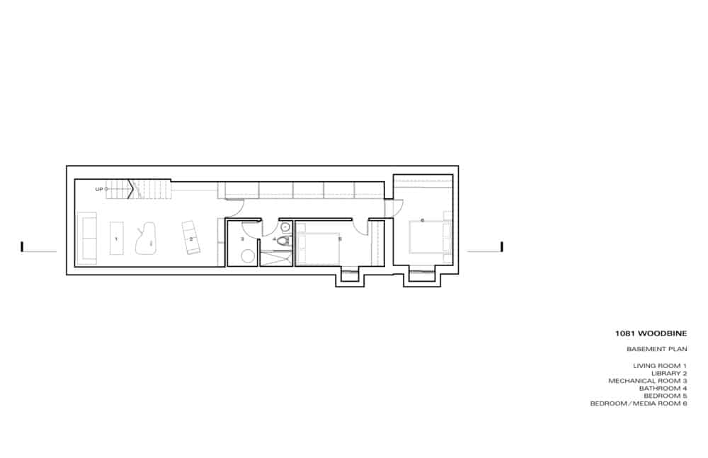 This is an illustration of the basement level floor plan and its sections.
