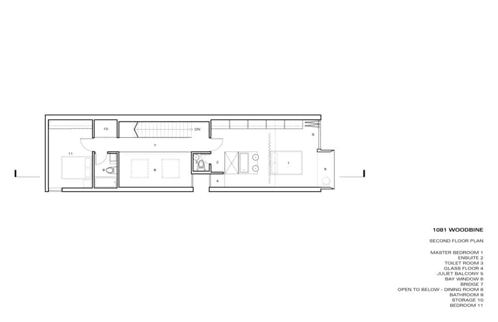 This is an illustration of the second level floor plan and its sections.
