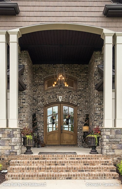 Stately Arched Entrance with Distinctive Stonework