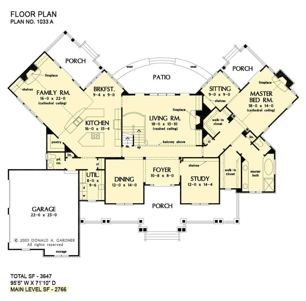 Expansive House Plan with Vaulted Living Room Ceiling