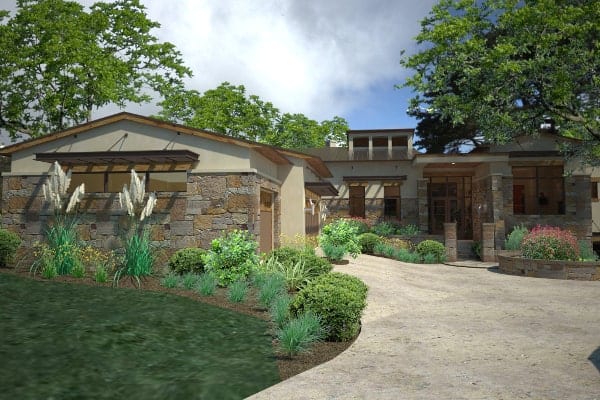 Front rendering of the single-story 3-bedroom contemporary style Santa Catalina home.