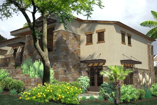 Right rendering of the single-story 3-bedroom contemporary style Santa Catalina home.
