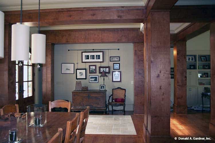 Warm Dining Space with Art-Filled Adjacency