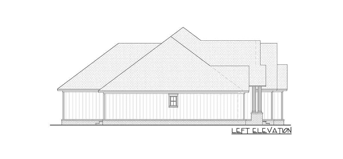 Left elevation sketch of two-story 4-bedroom New American home.