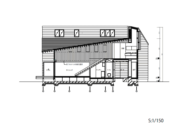 This is an illustrated representation of the lateral elevation of the house featuring the various sections of the house.