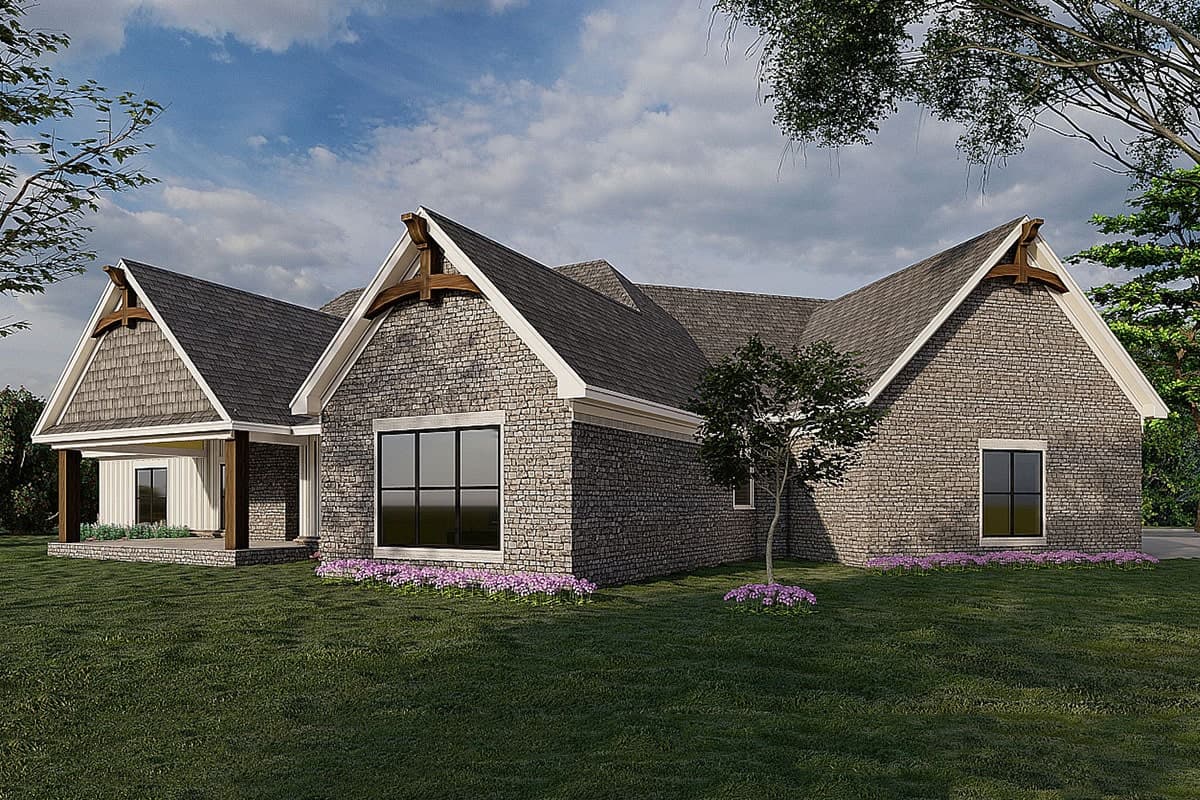 Right rendering of the 3-bedroom two-story mountain craftsman.