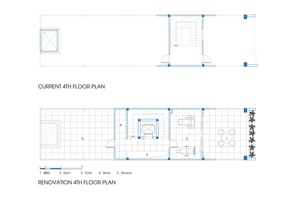 This is a comparison of the previous and current fourth floor plan.