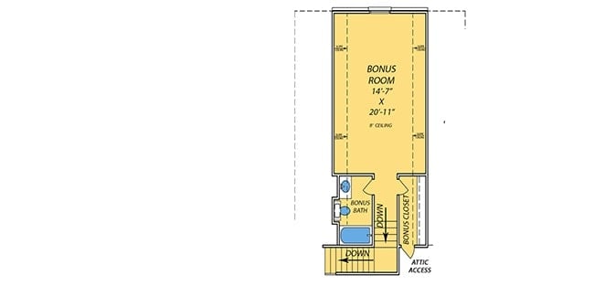 Bonus level floor plan with bonus room, closet, and full bath.