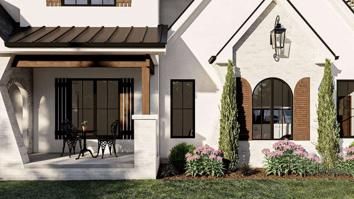 Symmetrical Design with Dark-Framed Window Accents