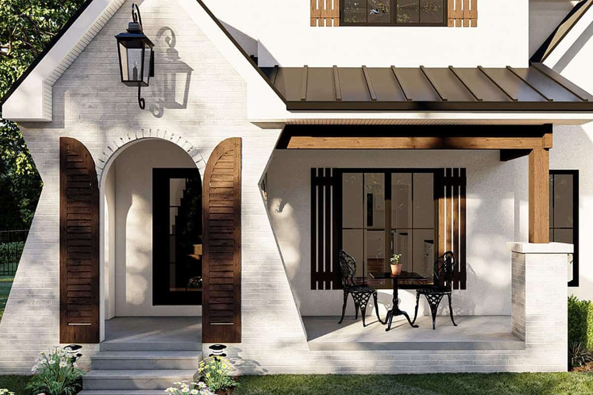 Elegantly Crafted Facade with Gabled Roof Elements