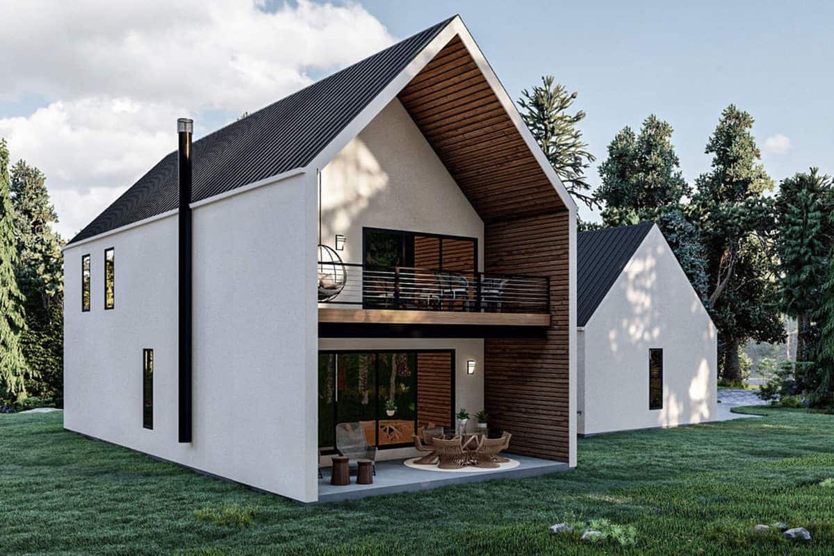 Right rendering of the two-story 3-bedroom ultra-modern farmhouse.