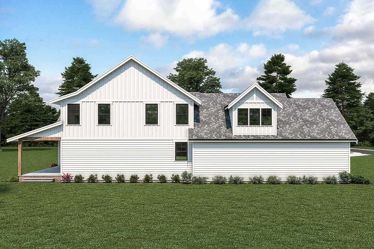 Left rendering of the two-story 4-bedroom country craftsman.