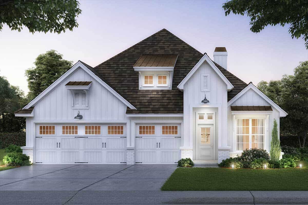 Front rendering of the two-story 4-bedroom New American home.