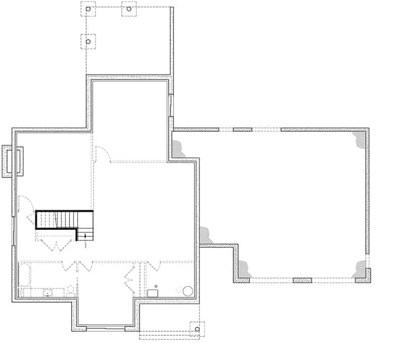 Basement floor plan showing the unfinished spaces.