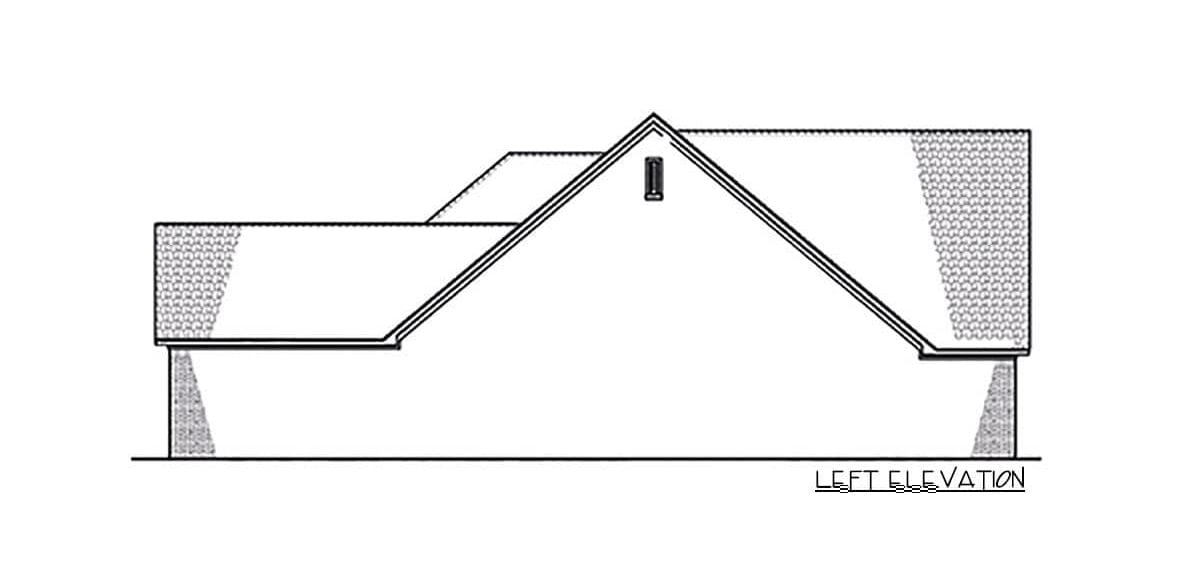 Left elevation sketch of the 4-bedroom single-story Northwest New American home.
