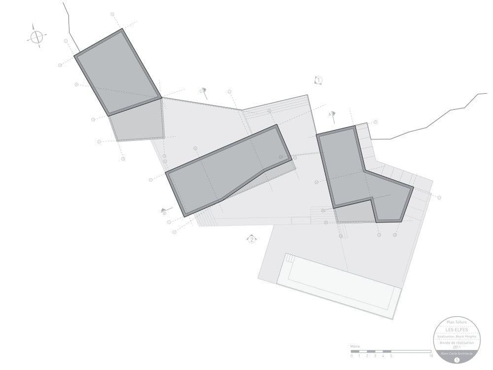 This is an illustrated representation of the site plan showcasing the positions and angles of the structures.