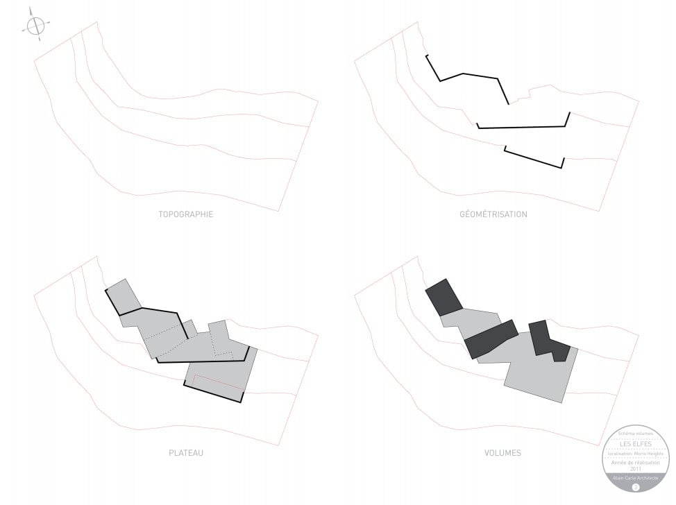 This is an illustration of the house's schema and volumes side by side for comparison.