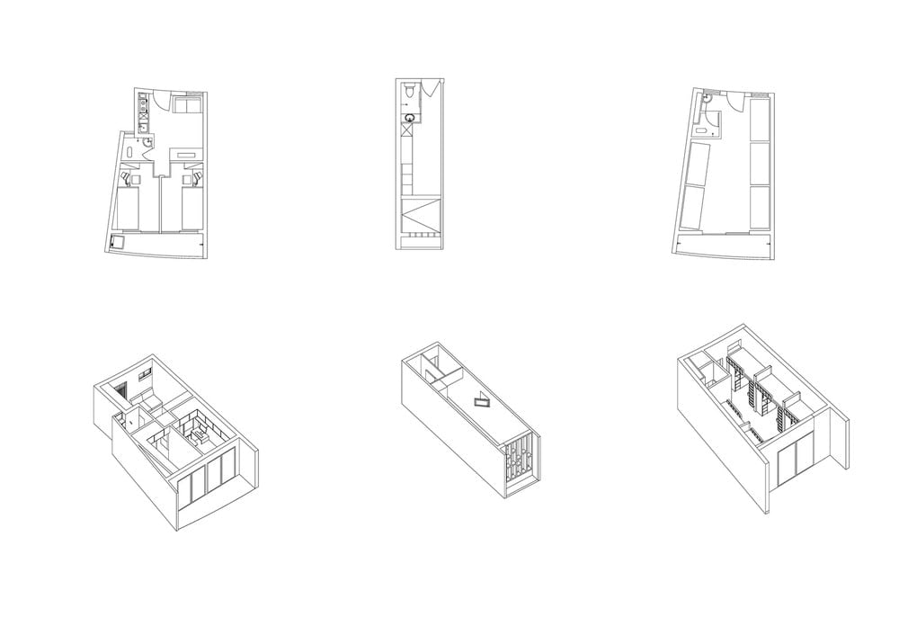 These are illustrations of the various unit types within the collective housing.