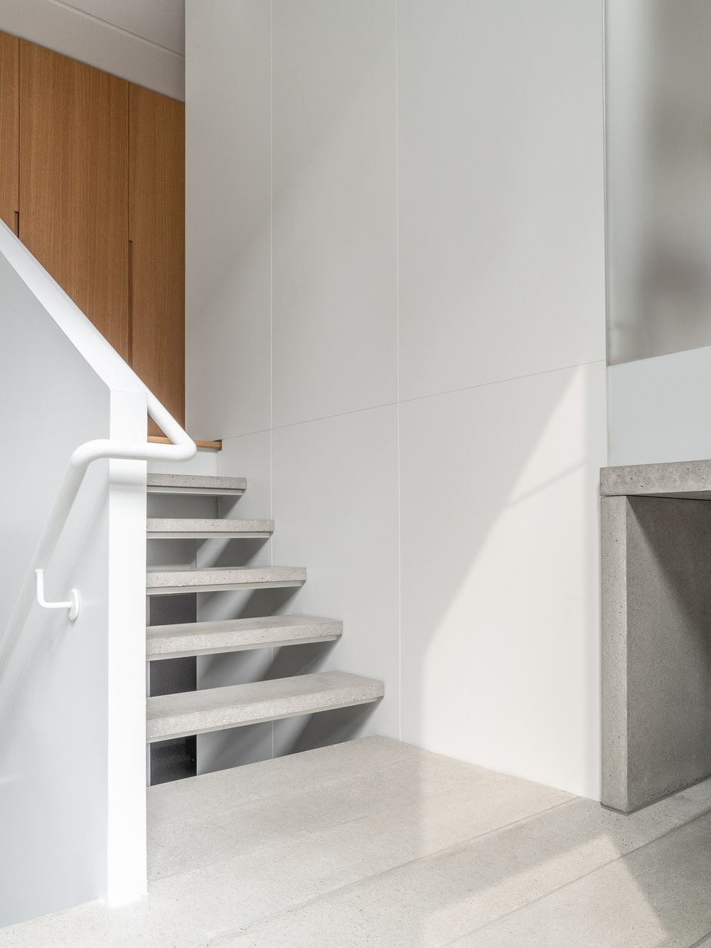 This is a closer look at the alcove by the foyer and the stairs.