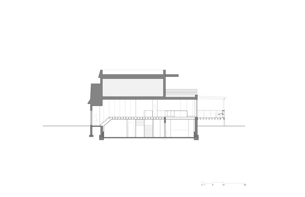 This is the illustration of the cross section of the house elevation.