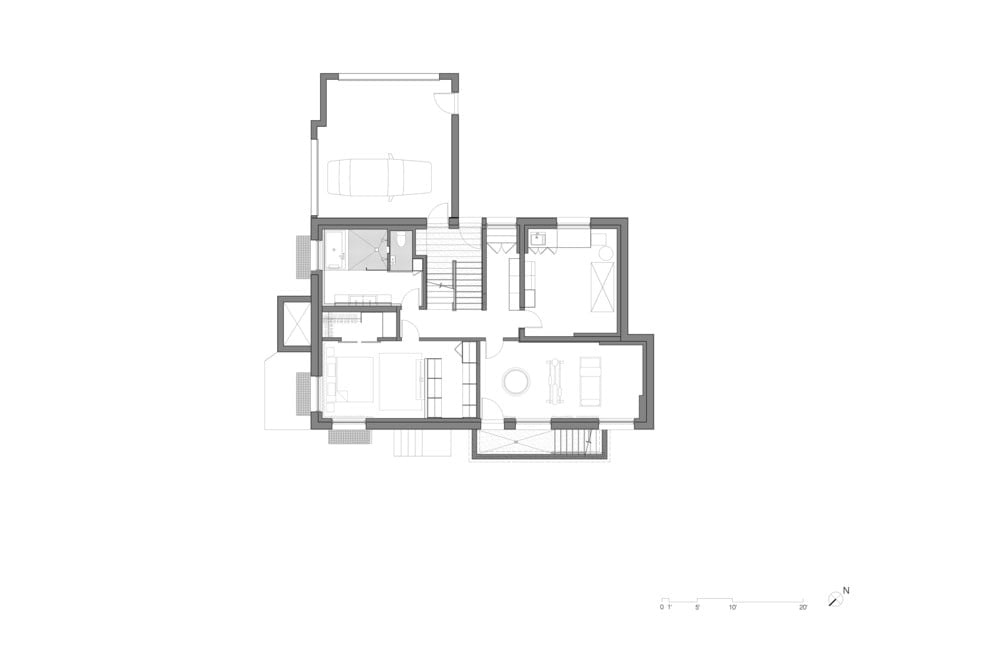 This is an illustration of the upper level floor plan of the house.