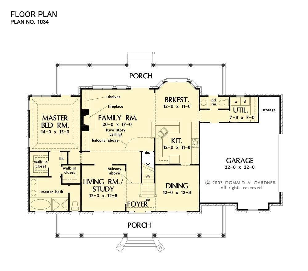 Main level floor plan showing the basement stairs location.
