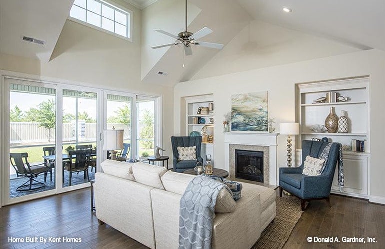 High-Ceilinged Living Room with Seamless Outdoor Access
