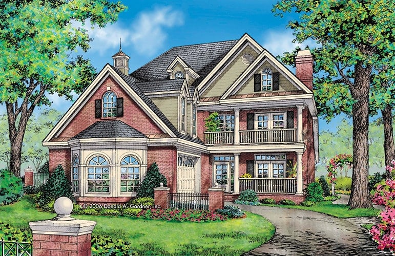 Front rendering of the two-story 4-bedroom The Astoria colonial home.