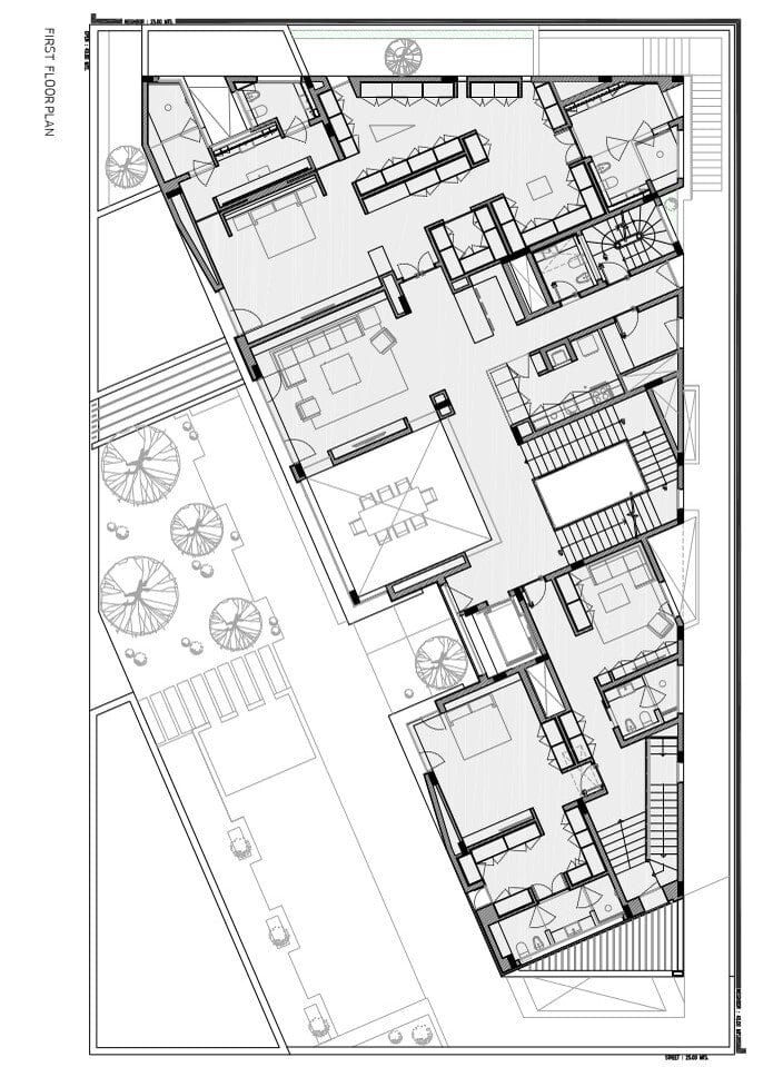This is an illustration of the first level floor plan of the house.