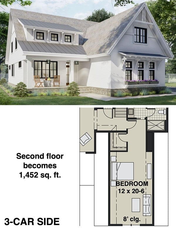 Gabled Roof Home with Elegant Black-Framed Windows