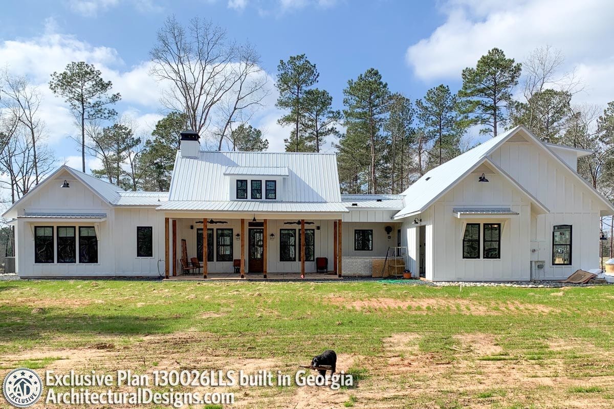 Modern House with Metal Roof and Large Windows