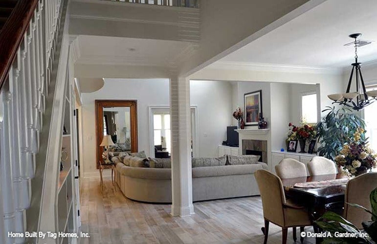 Inviting Living and Dining Space With Cozy Fireplace