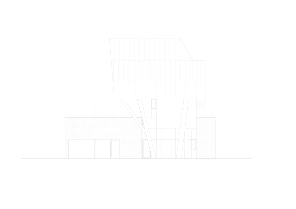 This is an illustration of the house's elevation featuring the various sections of the house.