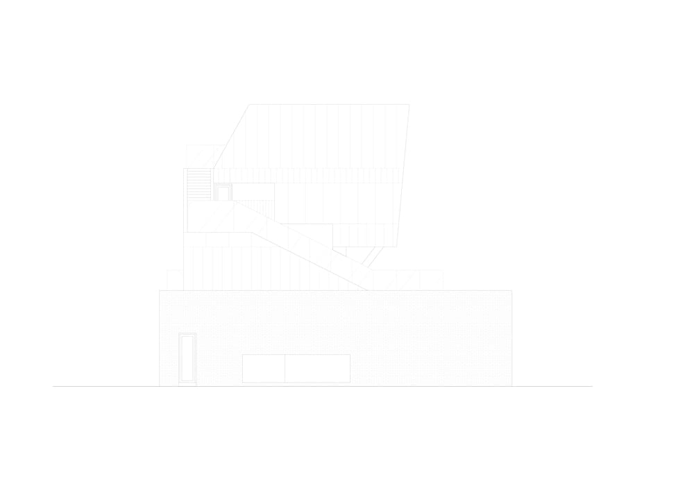 This is an illustration of the house's elevation featuring the various sections of the house.