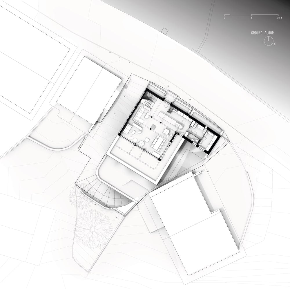 This is an illustration of the house's ground level floor plan.