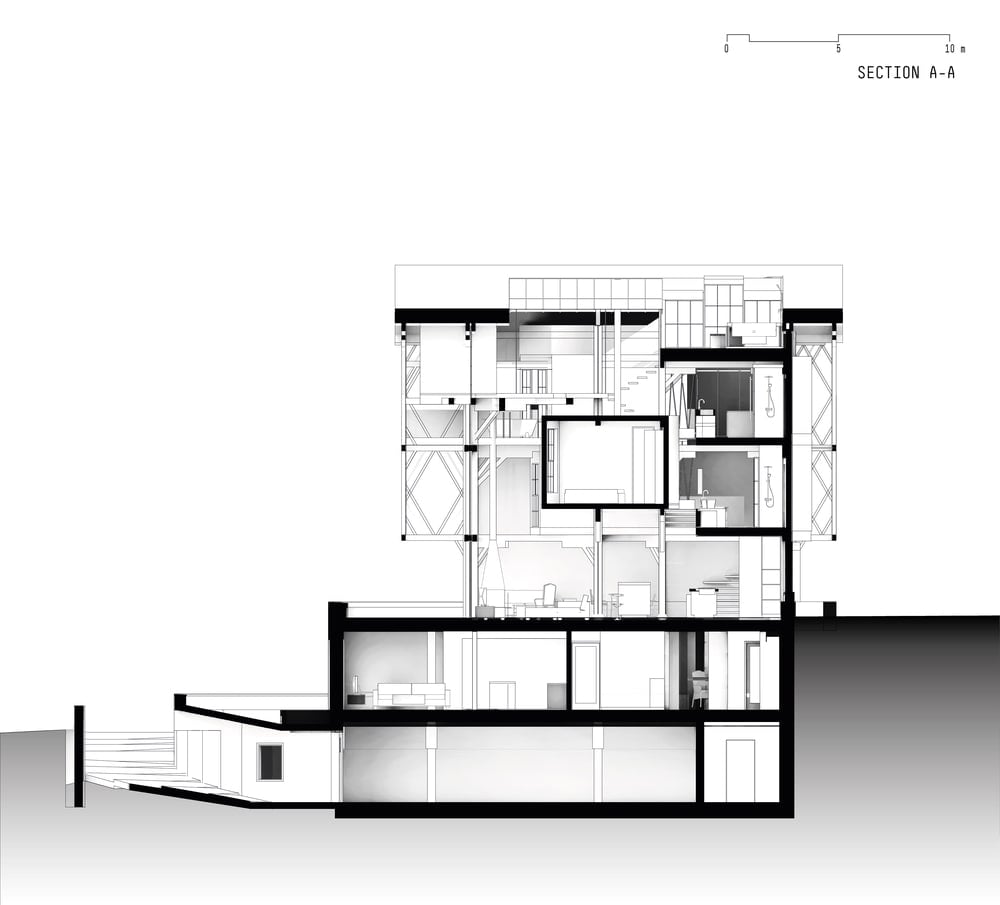 This is an illustration of the house's elevation with sections of the house.