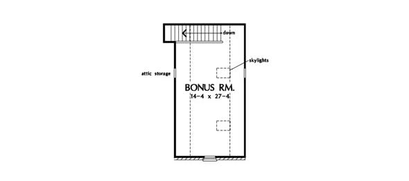 Bonus level floor plan with attic storage and skylights.