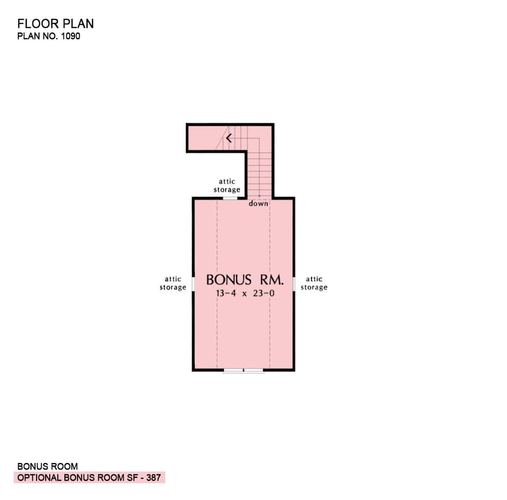 Detailed Floor Plan of Bonus Room with Attic Storage