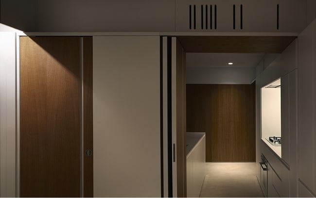 This room can also be closed off with another door that leads to the living room and dining area.