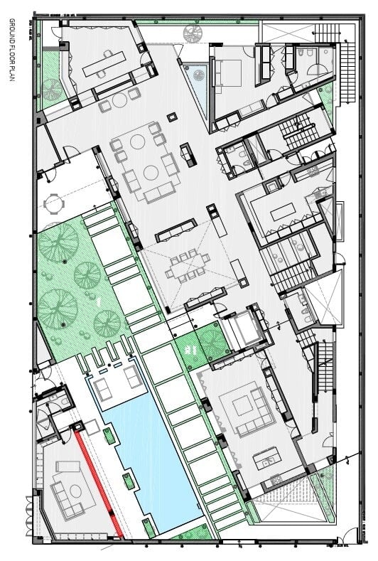 This is an illustration of the ground floor plan of the house.