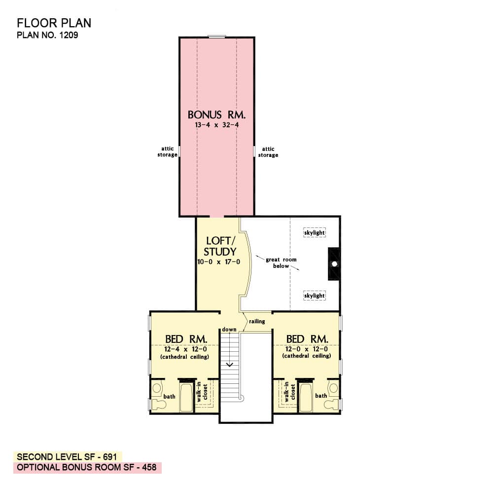 Inviting Second Level Plan with Expansive Loft and Bonus Room