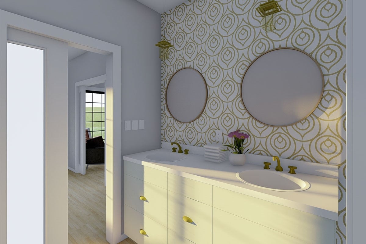 Sophisticated Dual Sink Vanity with Gold Details