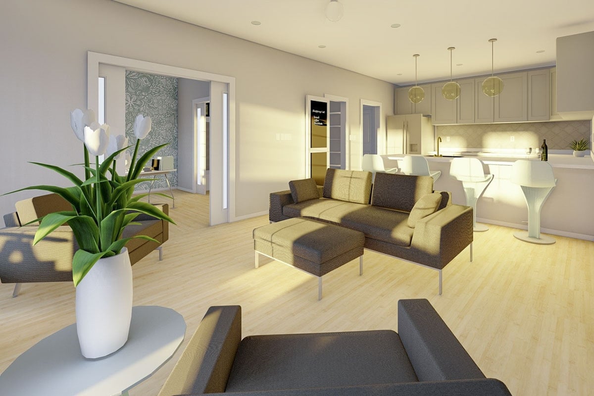Stylish Open-Plan Living with Contrasting Elements