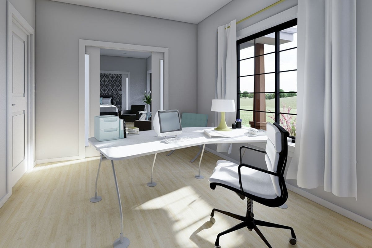 Bright Home Office with Seamless Bedroom Transition