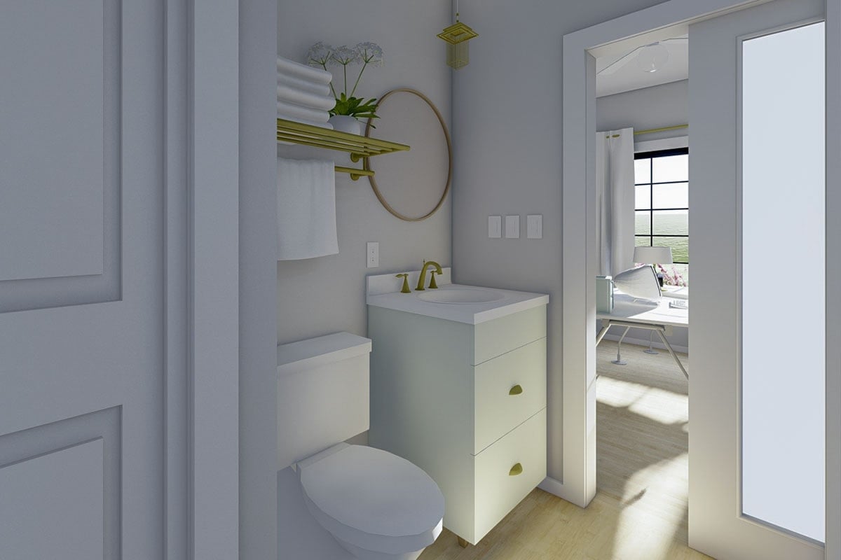 Compact Bathroom Oasis with Subtle Elegant Touches